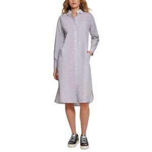 AJ-2597 Karl Lagerfeld Paris Women's Striped Shirt Dress White/Black Size S